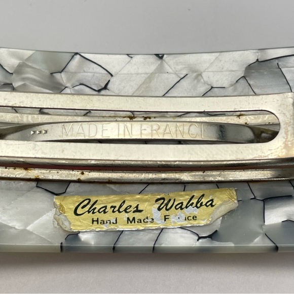 CHARLES Wahba Made in France Pearlescent Rectangular Barrette - Picture 2 of 8